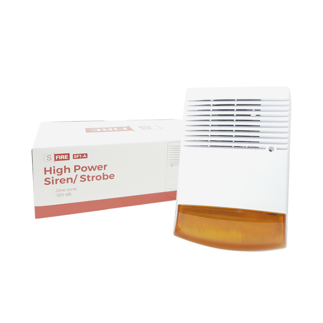 SIRENA ESTROBO PARA EXTERIOR CON LUZ INTERMITENTE Y SONIDO 120DB SFIRE SF-1A