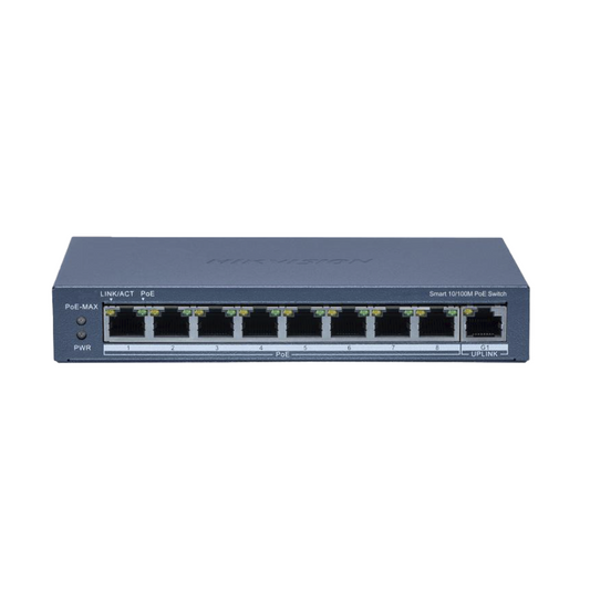 SWITCH POE PLUS MONITOREABLE 8 PUERTOS 10 100 MBPS HIKVISION MODELO DS-3E1309P-EI-M
