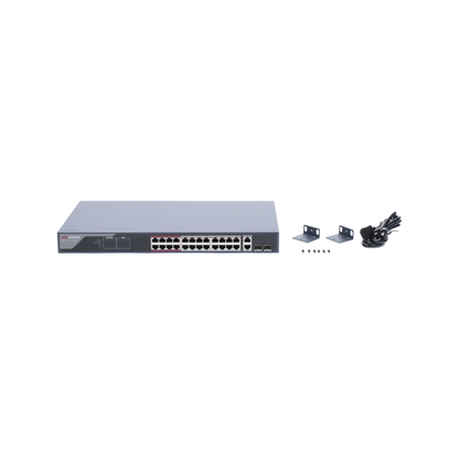 Switch HIKVISION PoE+ con gestión remota y potencia total 370W